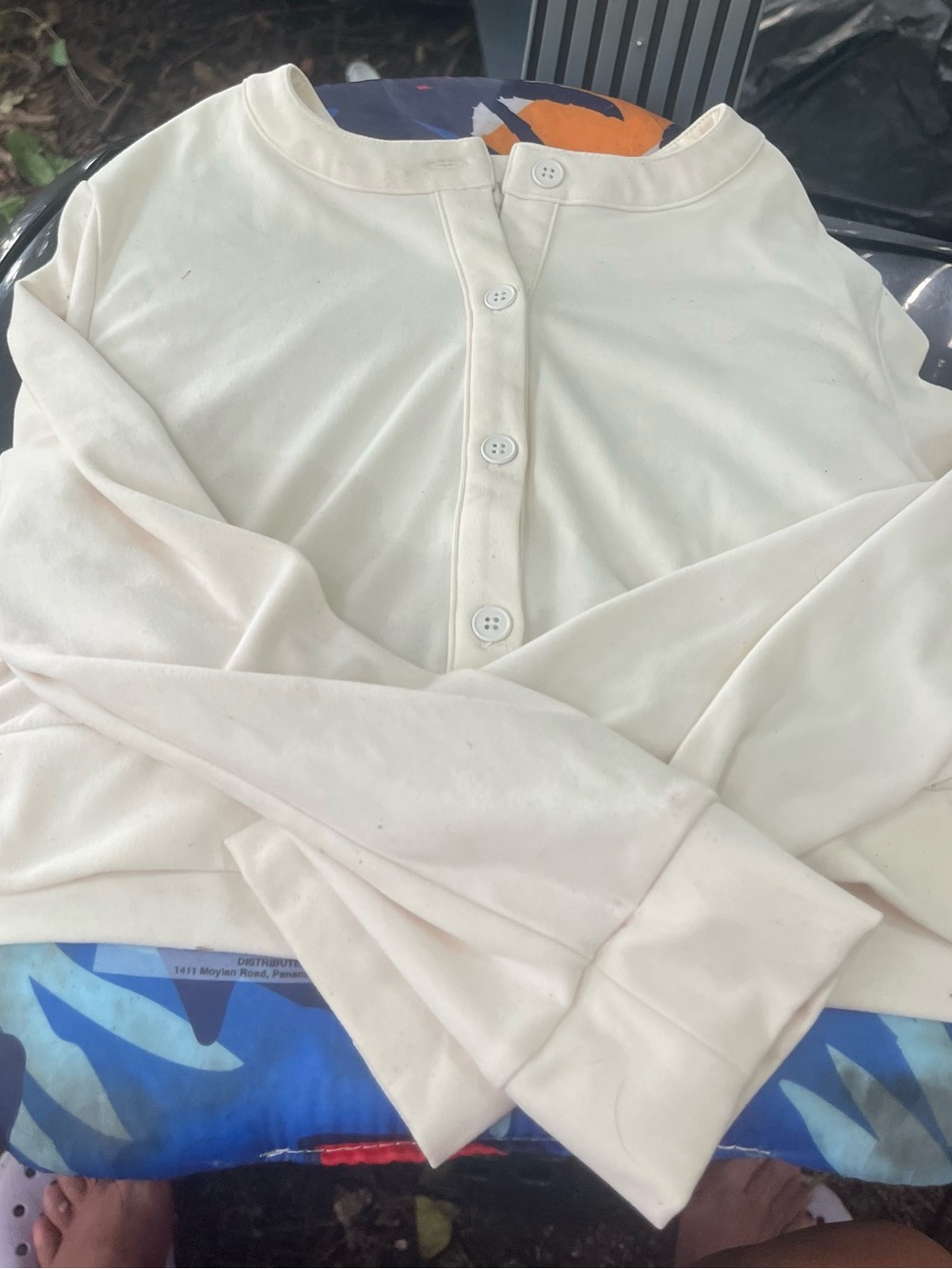 WeWoreWhat Cream Button-Front Long Sleeve Top
